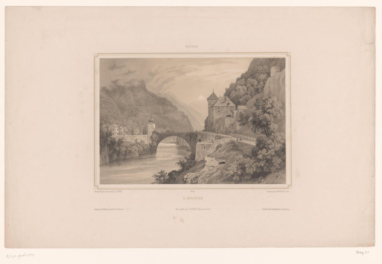 Veduta di Saint-Maurice in Svizzera da Isodore Laurent Deroy