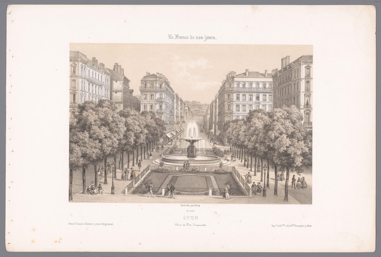 Vista della Place e della Rue Impériale a Lione da Isodore Laurent Deroy