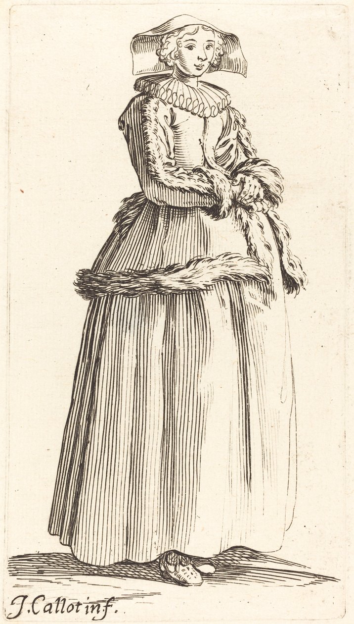 Giovane donna con le mani giunte, rivolta a destra da Israel Henriet after Jacques Callot