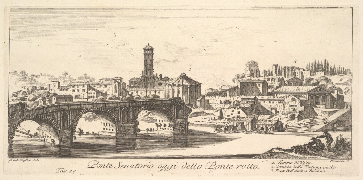 Ponte Senatoriale, oggi chiamato Ponte Rotto, c.1748 (incisione) da Israël Silvestre