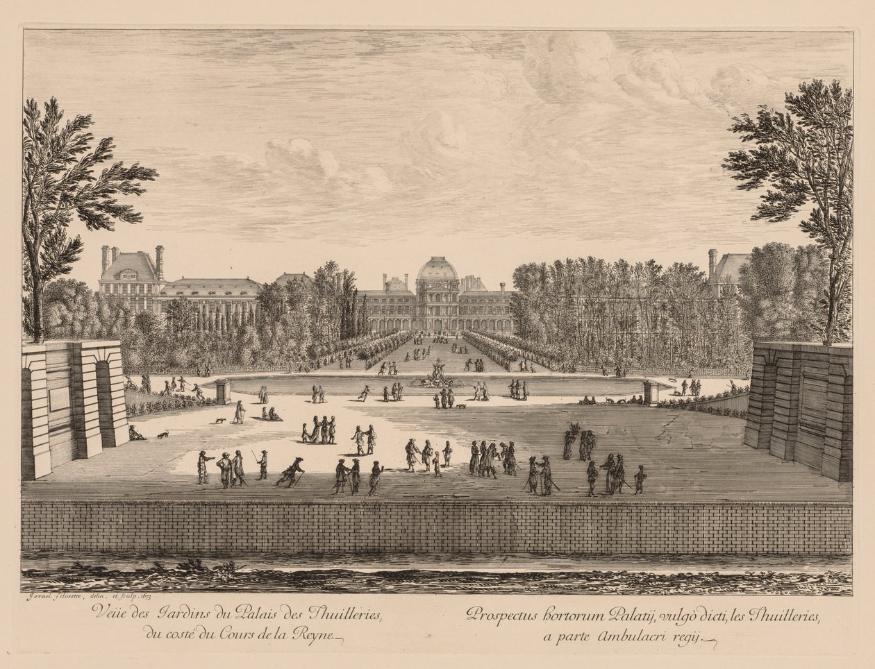 Veduta del Palazzo e dei giardini delle Tuileries, dal cortile della Regina da Israël Silvestre