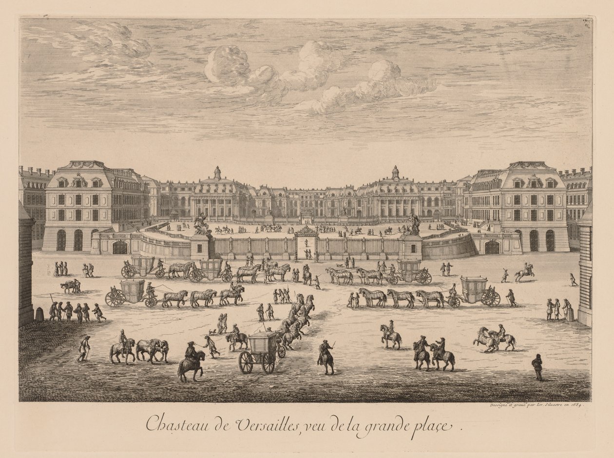 Veduta del Palazzo di Versailles, dalla piazza principale da Israël Silvestre