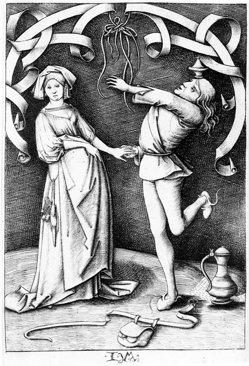 Il giocoliere e la donna, c.1495-1503 da Israhel van Meckenem the younger