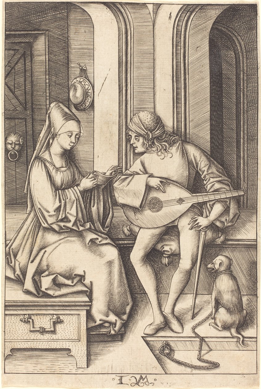 Il suonatore di liuto e il cantante, c.1500 da Israhel van Meckenem the younger