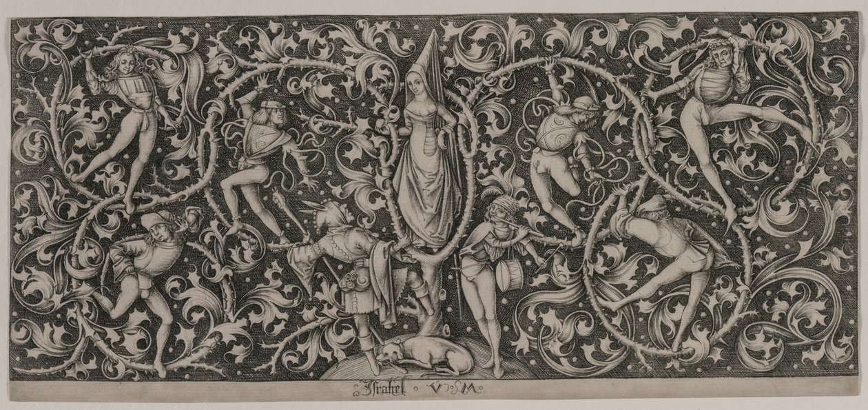 Ornamento con danza degli amanti da Israhel van Meckenem