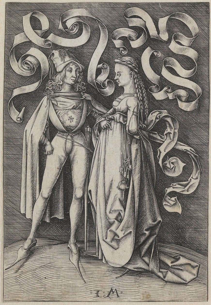 Cavaliere e una dama (Scene della vita quotidiana) da Israhel van Meckenem