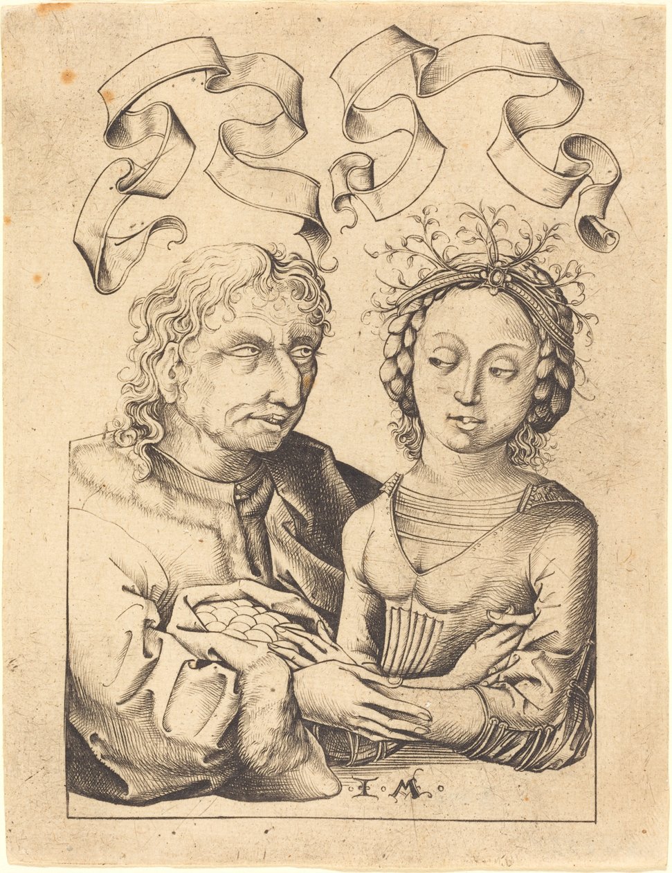 Il vecchio sciocco e la giovane ragazza, c. 1480-1490 da Israhel van Meckenem