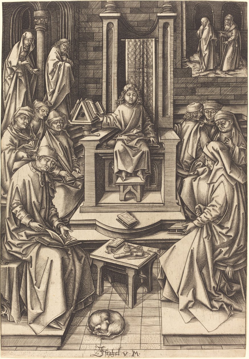 Cristo tra i dottori da Israhel van Meckenem after Hans Holbein the Elder