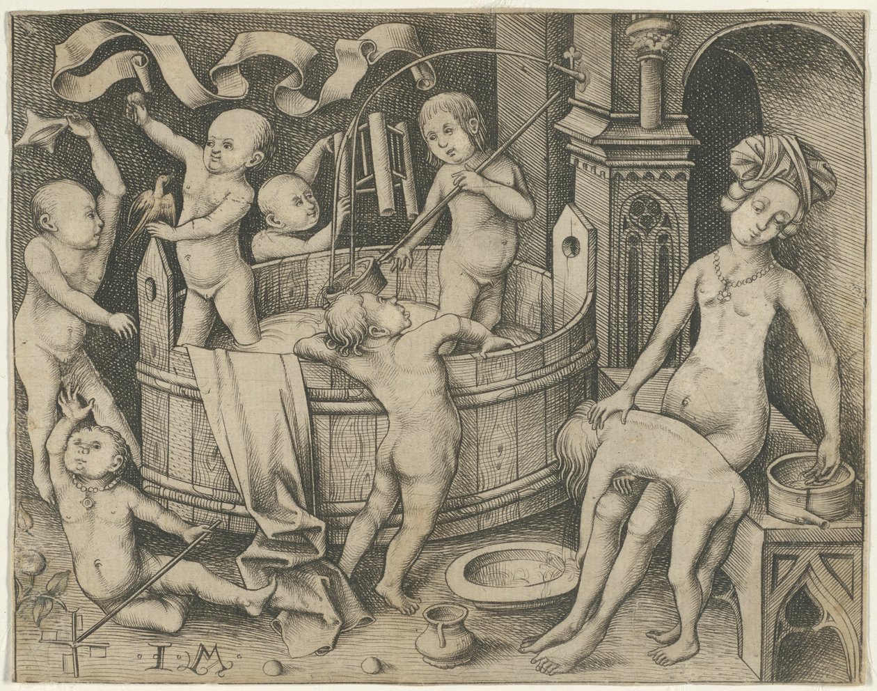 Il bagno dei bambini da Israhel van Meckenem the younger