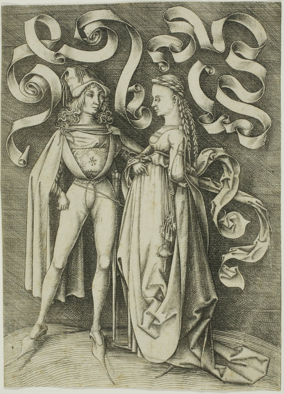 Il cavaliere e la dama da Israhel van Meckenem the younger