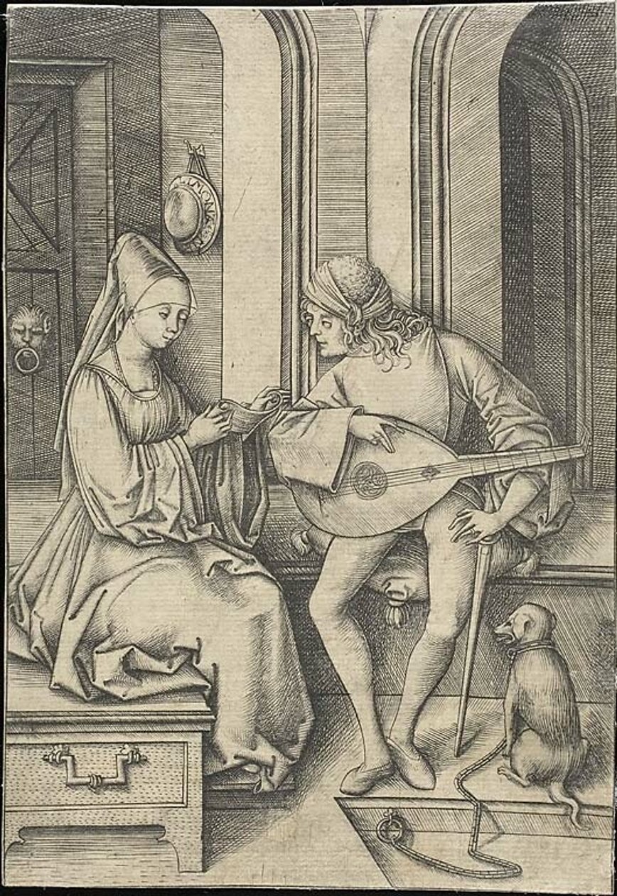 Il cantante e il suonatore di liuto da Israhel van Meckenem the younger