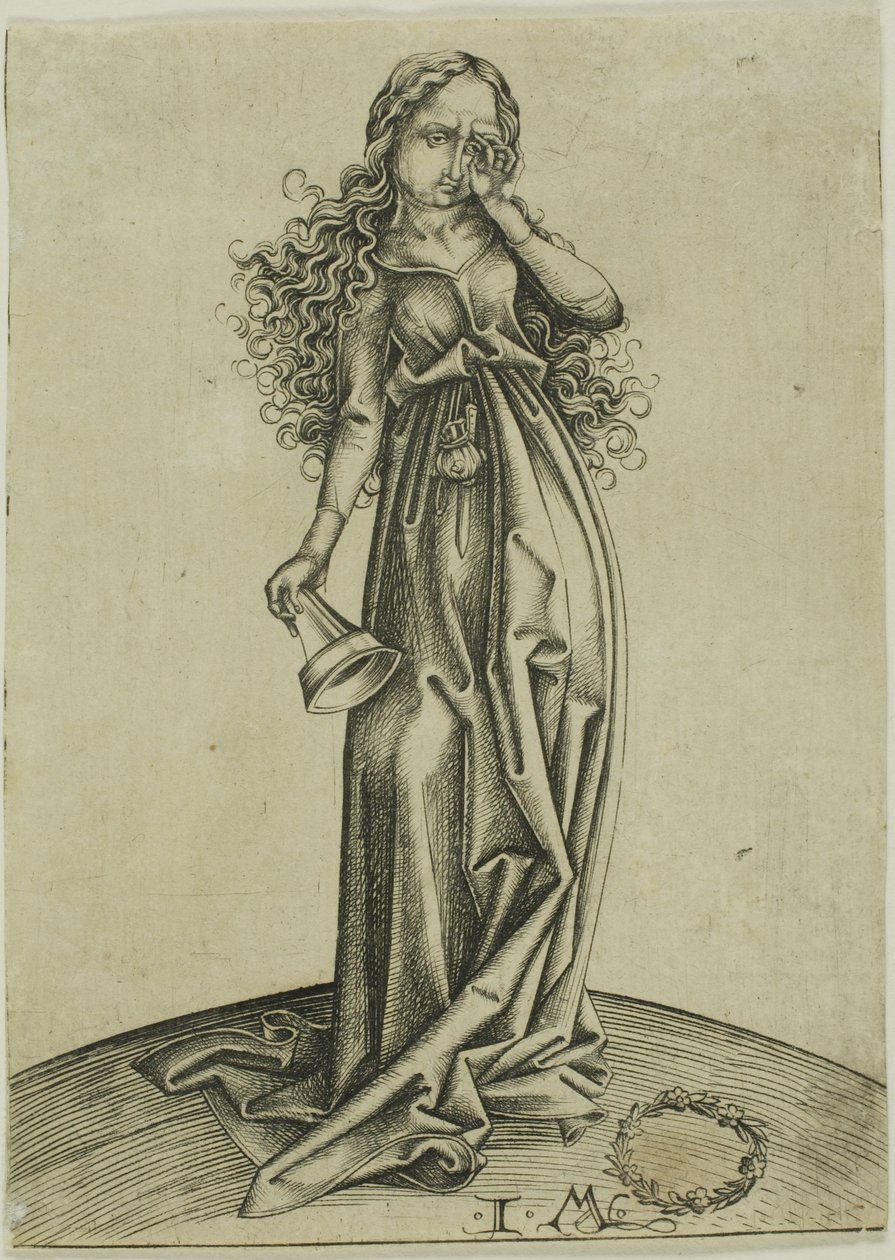 La terza vergine stolta, da Le cinque vergini stolte da Israhel van Meckenem the younger