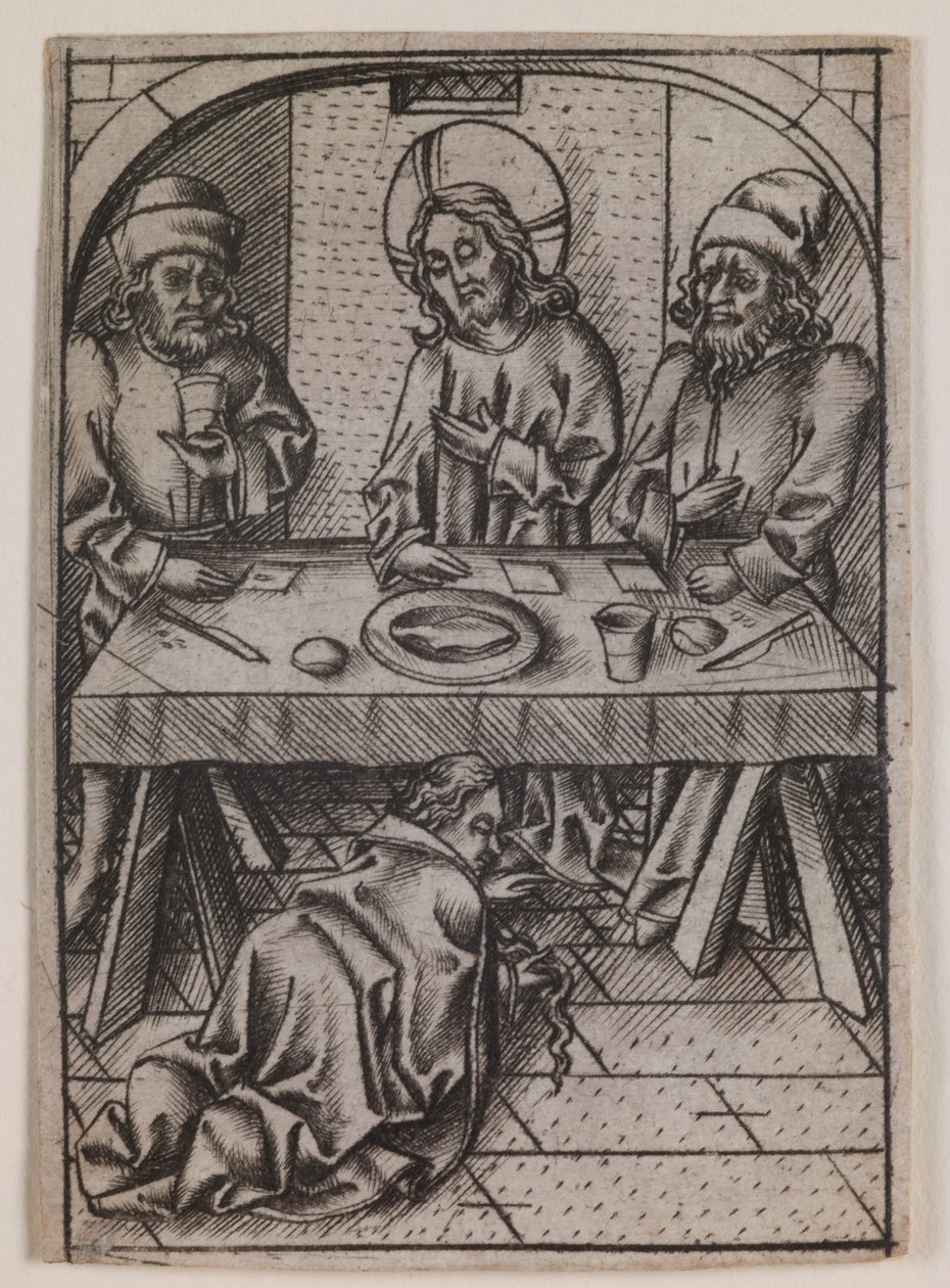 Maria Maddalena che lava i piedi di Cristo, 1500 circa (incisione) da Israhel van the younger Meckenem