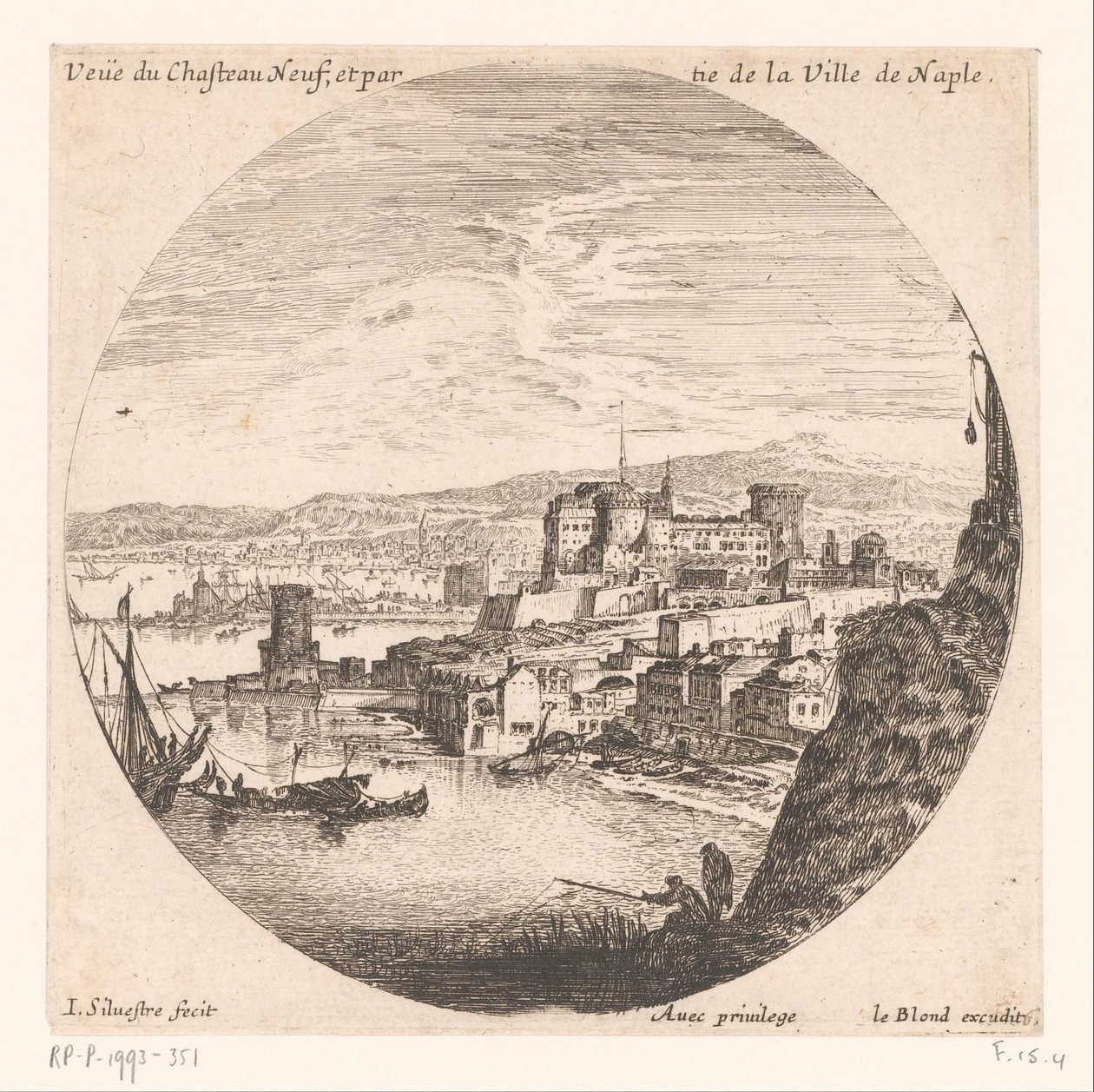 Veduta di Castel Nuovo (diverse vedute di porti marittimi) da Israël Silvestre