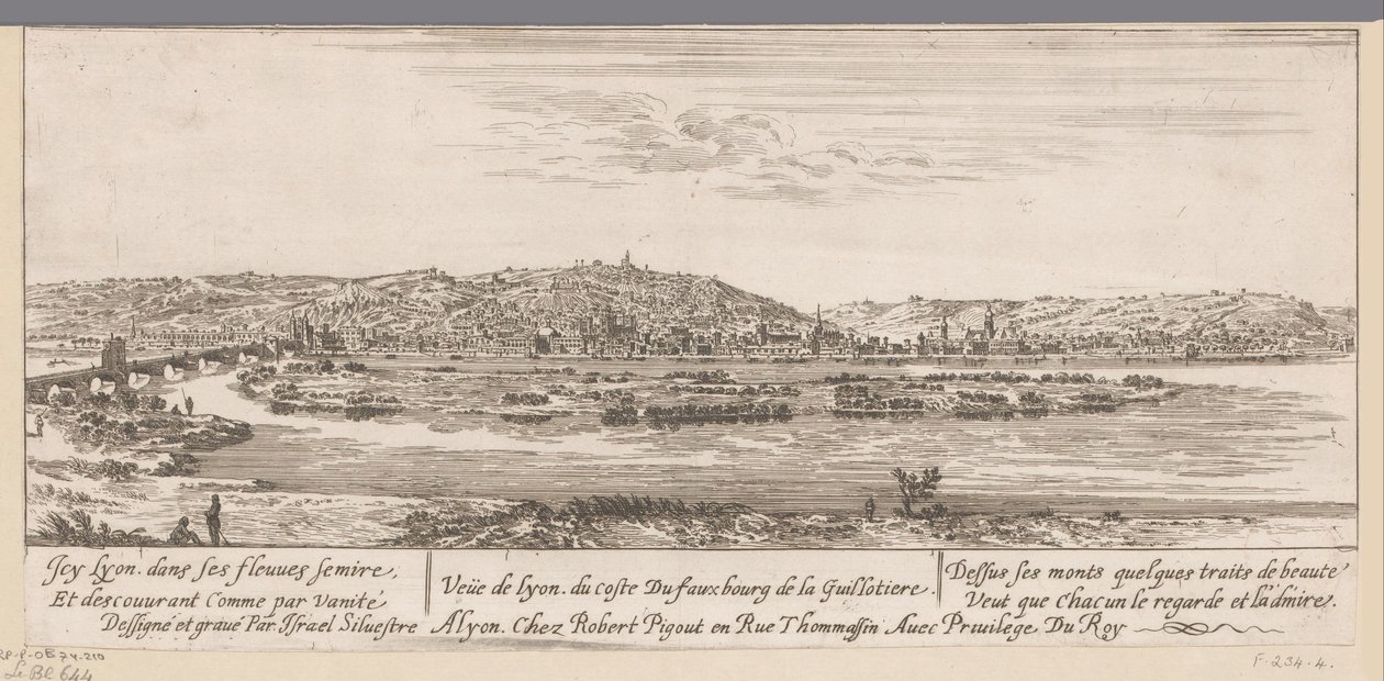 Veduta di Lione dal lato del sobborgo di Guillotière da Israël Silvestre