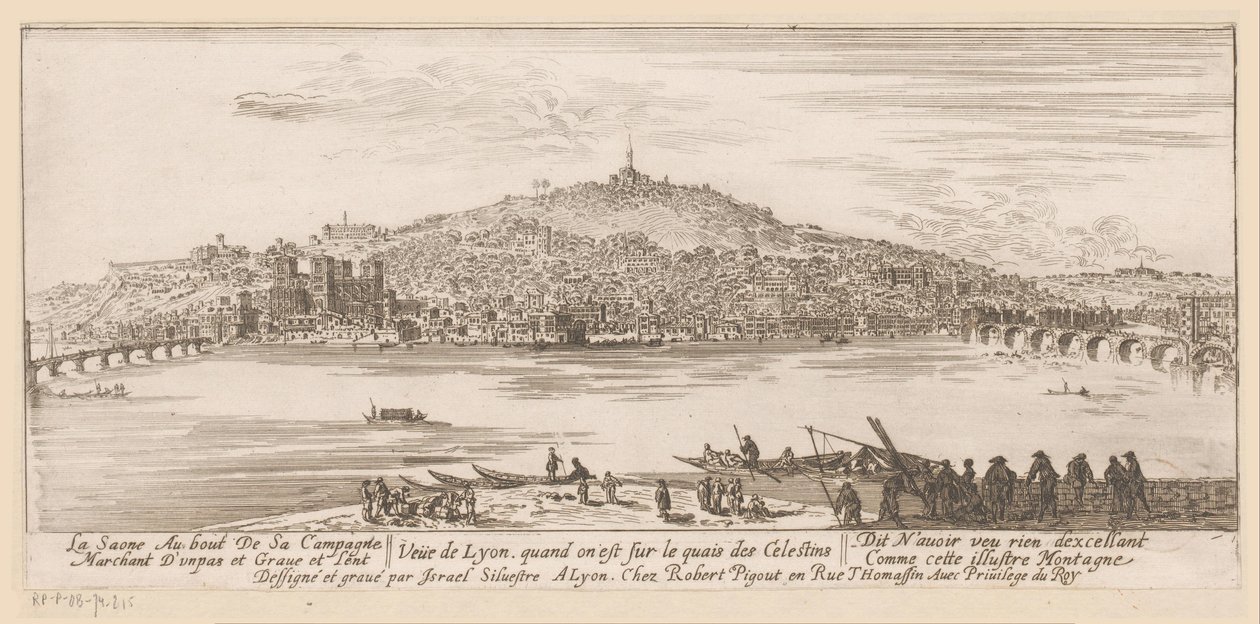 Veduta di Lione dalla riva presso il monastero dei Celestini da Israël Silvestre