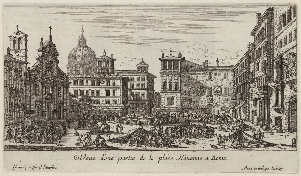 Vista di una Parte di Piazza Navona a Roma da Israël Silvestre