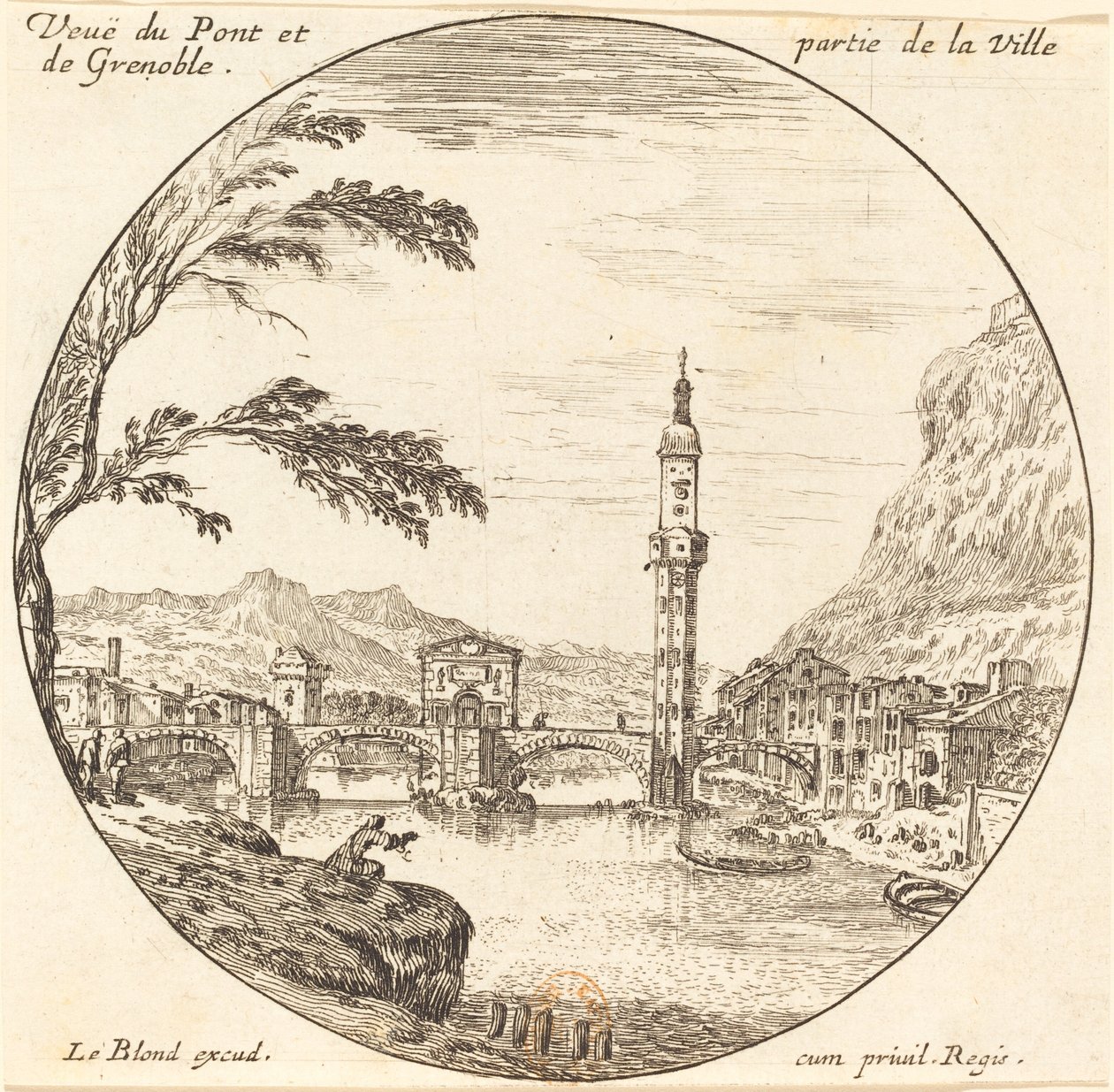 Veduta del ponte e parte della città di Grenoble da Israël Silvestre