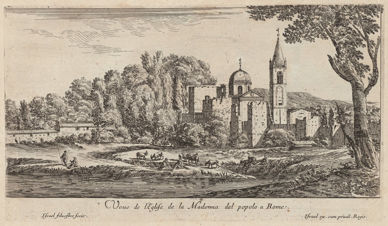 Vista della Chiesa della Madonna del Popolo a Roma da Israël Silvestre