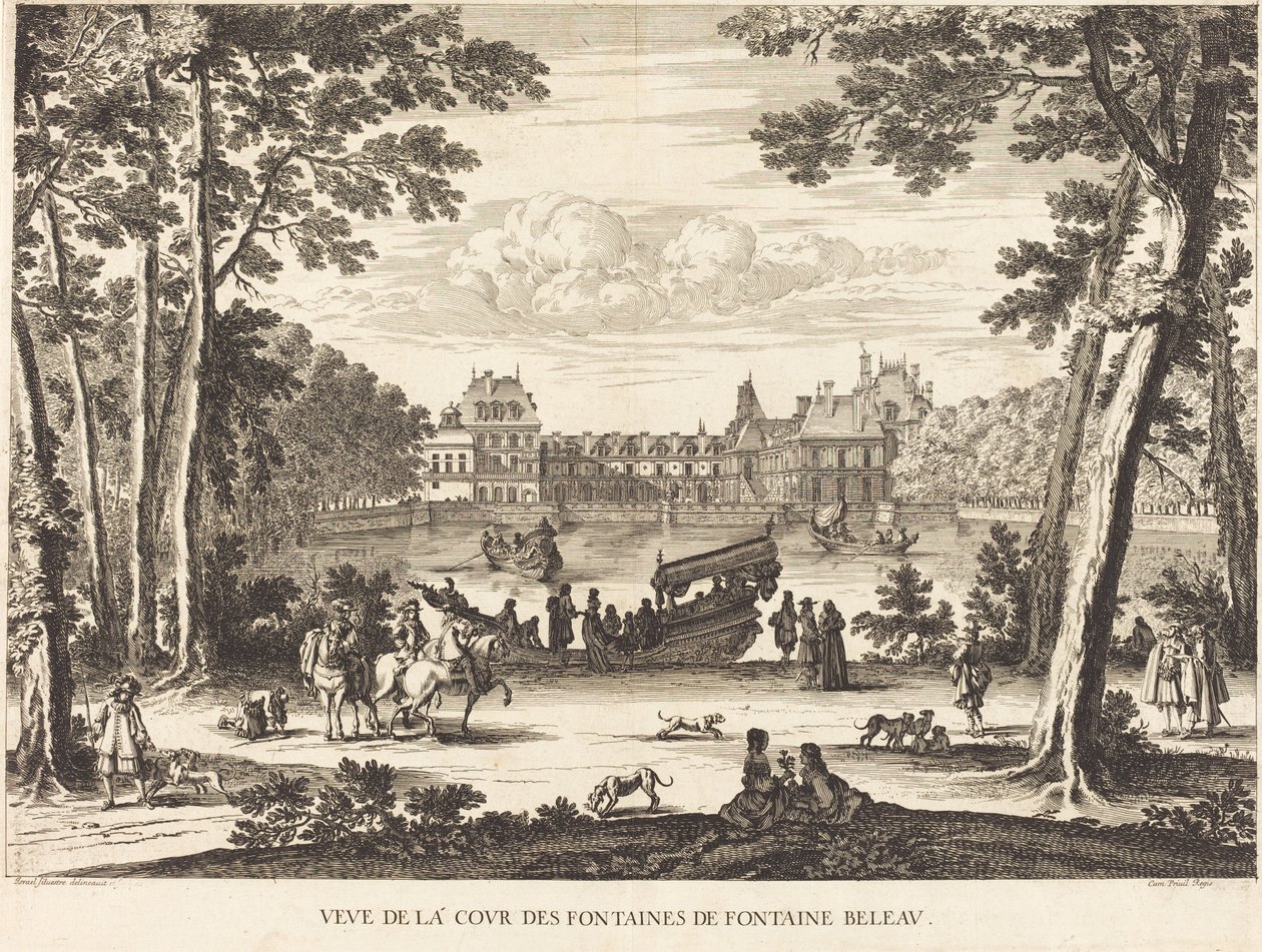 Vista del cortile delle Fontane di Fontainebleau da Israël Silvestre