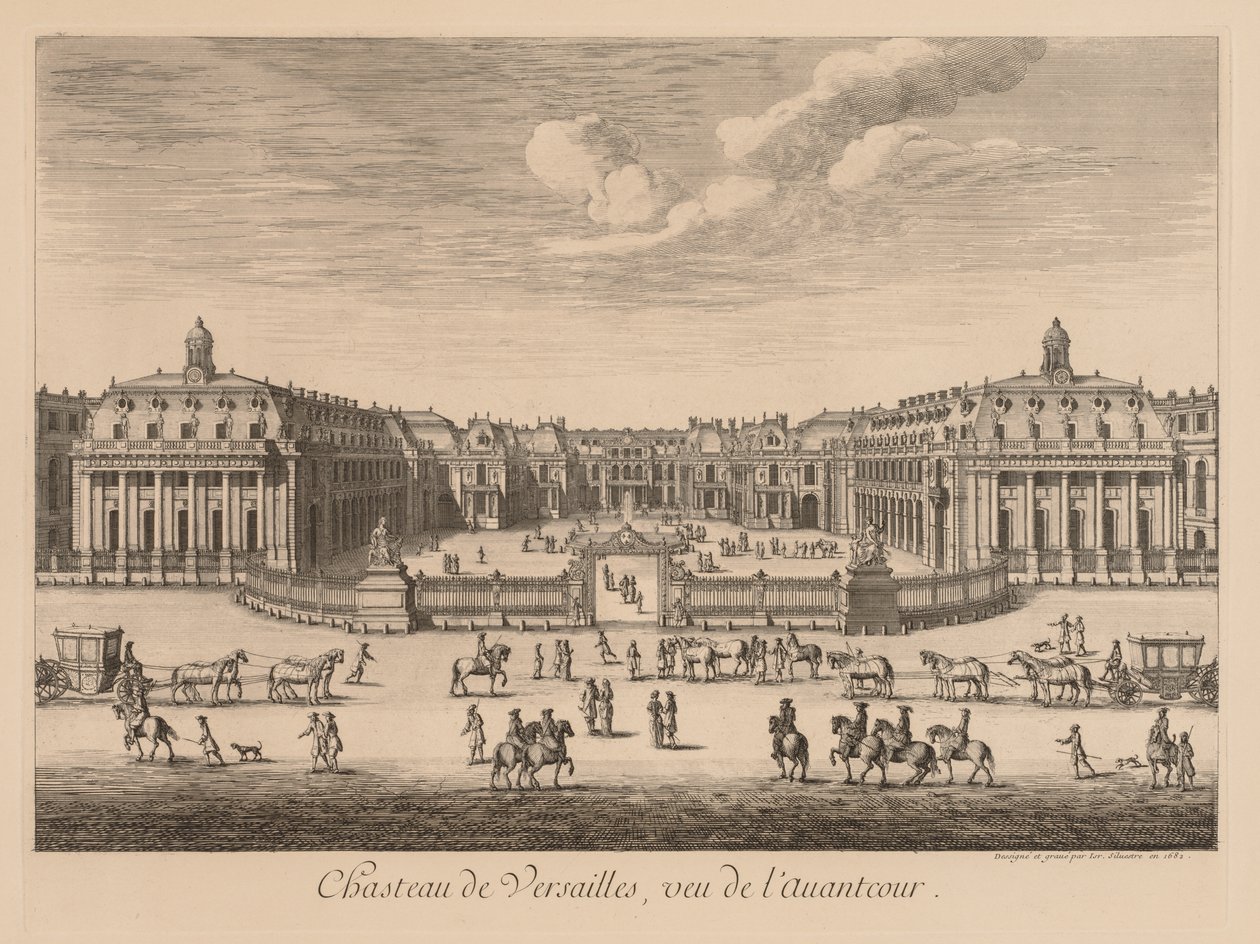 Vue du Château de Versailles, vu de lavant-cour, 1682 da Israël Silvestre