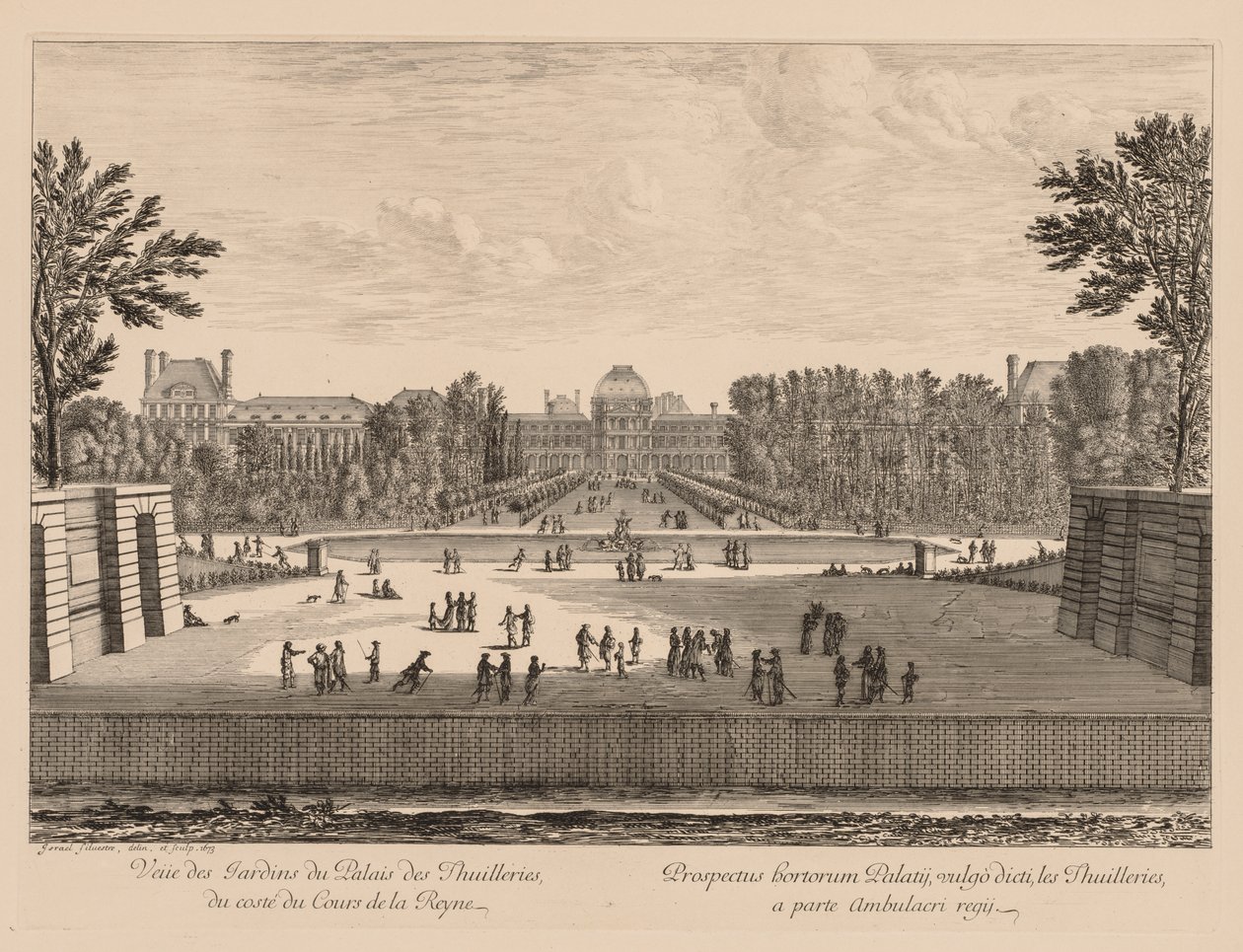 Vista del palazzo e dei giardini delle Tuileries, dal lato del corso la Reine da Israël Silvestre