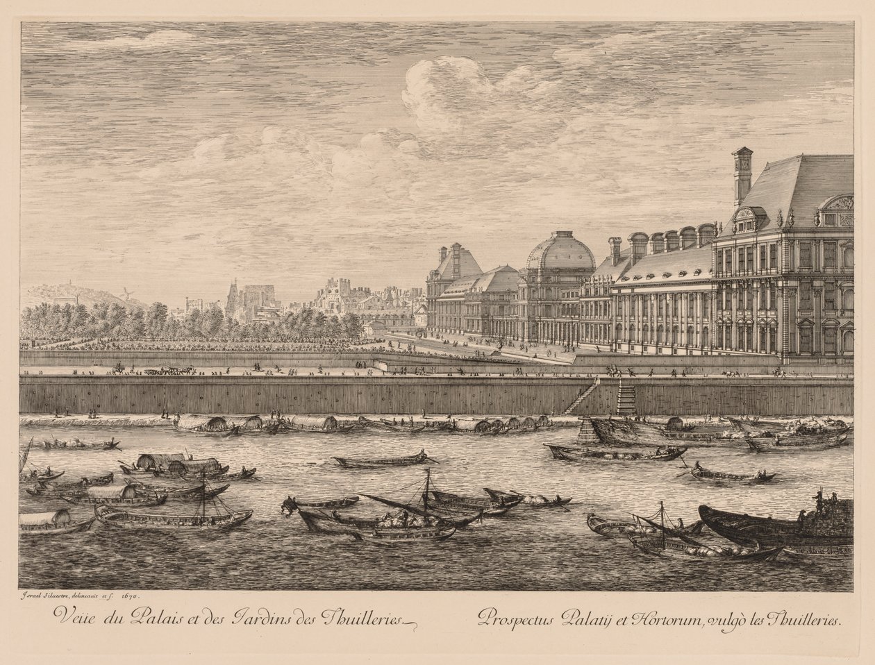 Vista del palazzo e dei giardini delle Tuileries dal lato del quai da Israël Silvestre