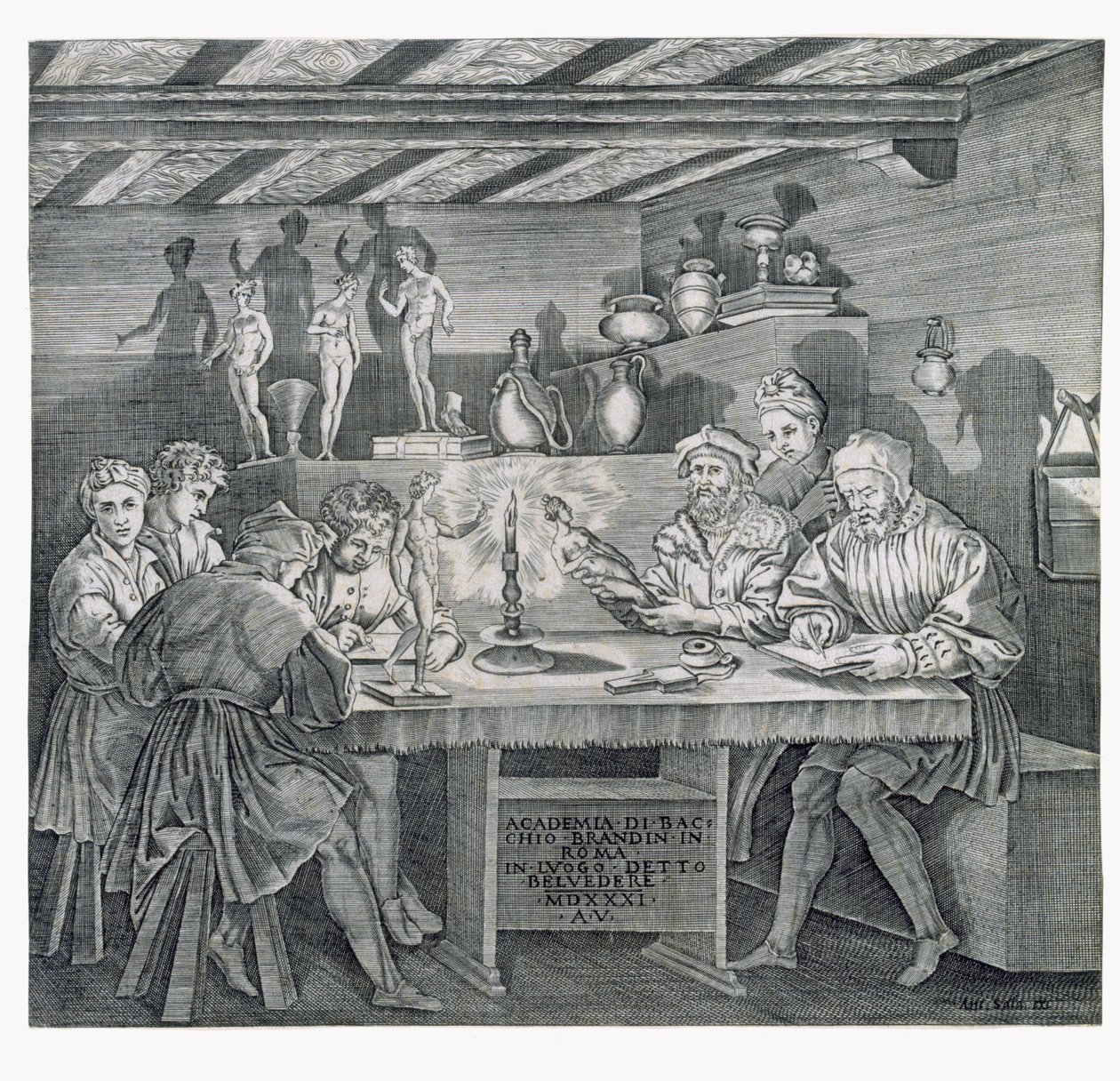 Accademia di Baccio Bandinelli al Belvedere a Roma nel 1531 da Italian School