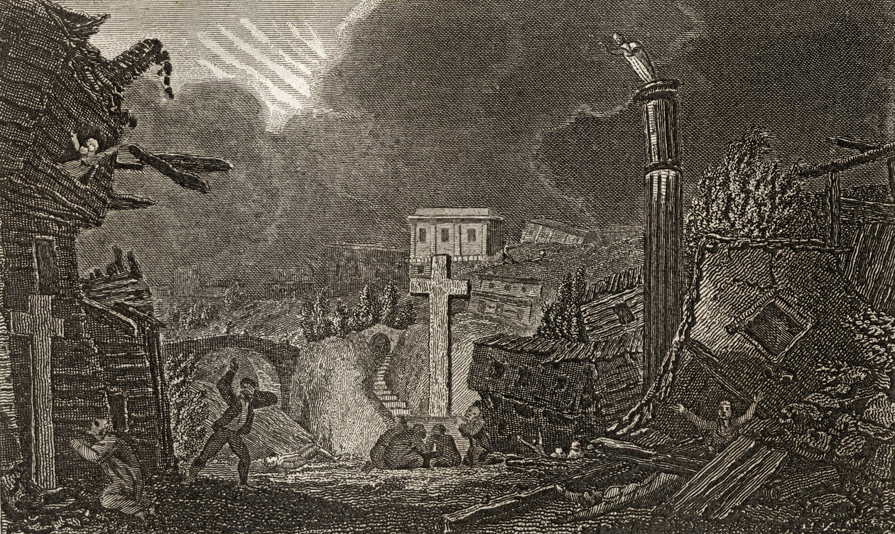 Inizio del terremoto a Messina nel 1783 da Italian School