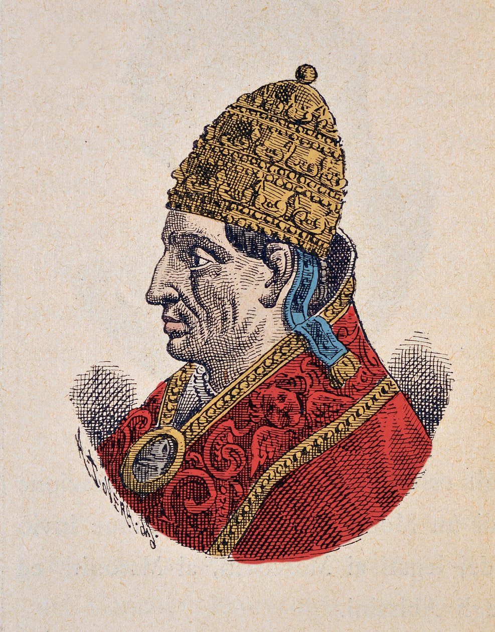 Ritratto di Papa Adriano VI (1522-1523), 1898 (incisione con colorazione successiva) da Italian School