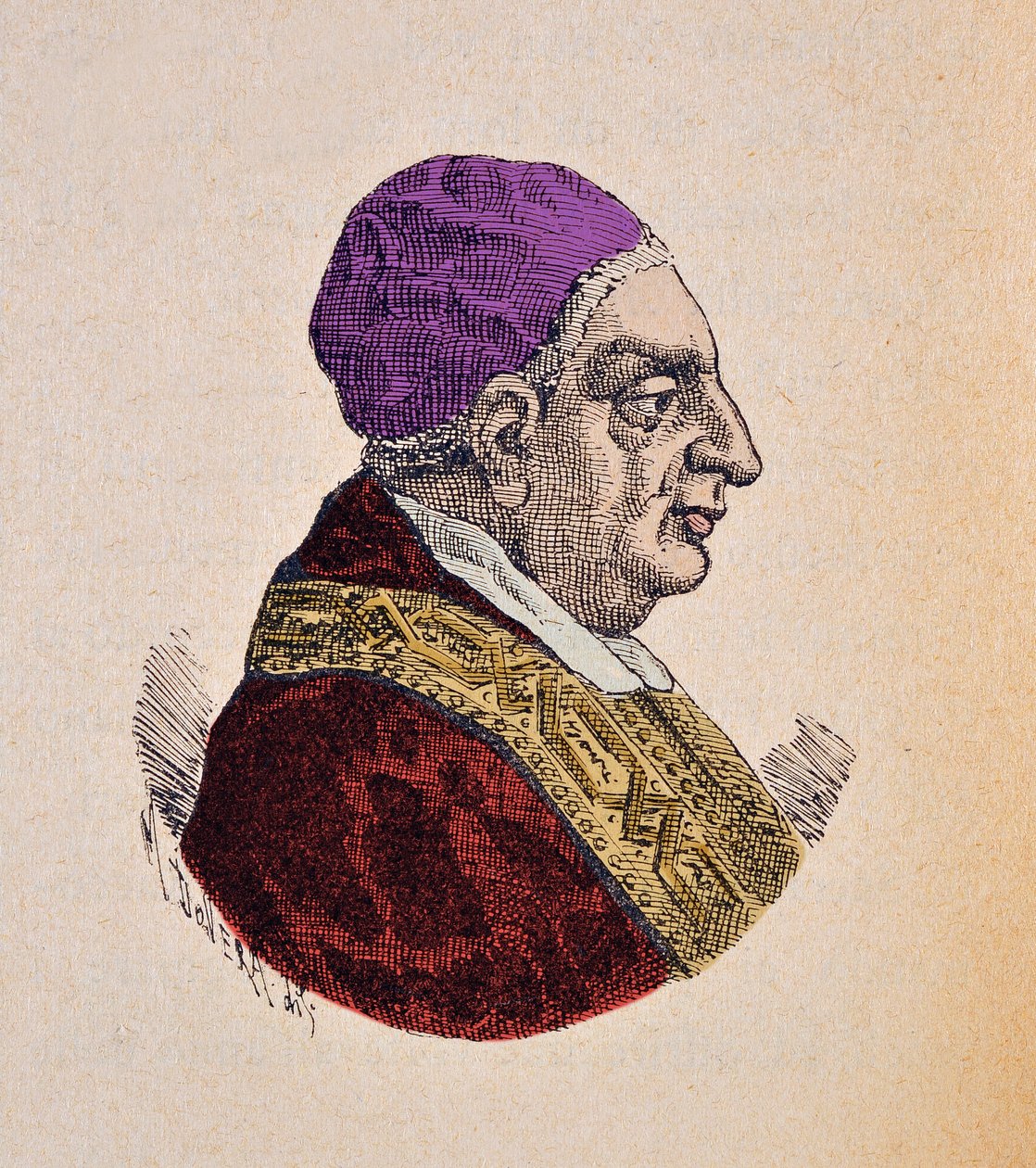 Ritratto di Papa Benedetto XIII (benedetto, Benedict o Benedictus) (1724-1730), 1898 (incisione con colorazione successiva) da Italian School