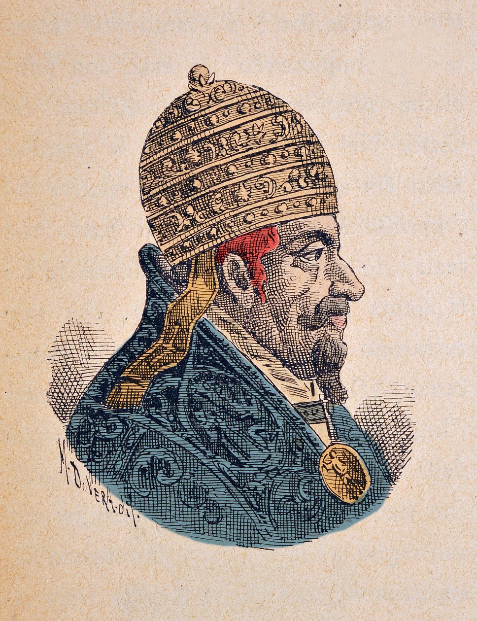Ritratto di Papa Clemente X (1670-1676), 1898 (incisione con colorazione successiva) da Italian School