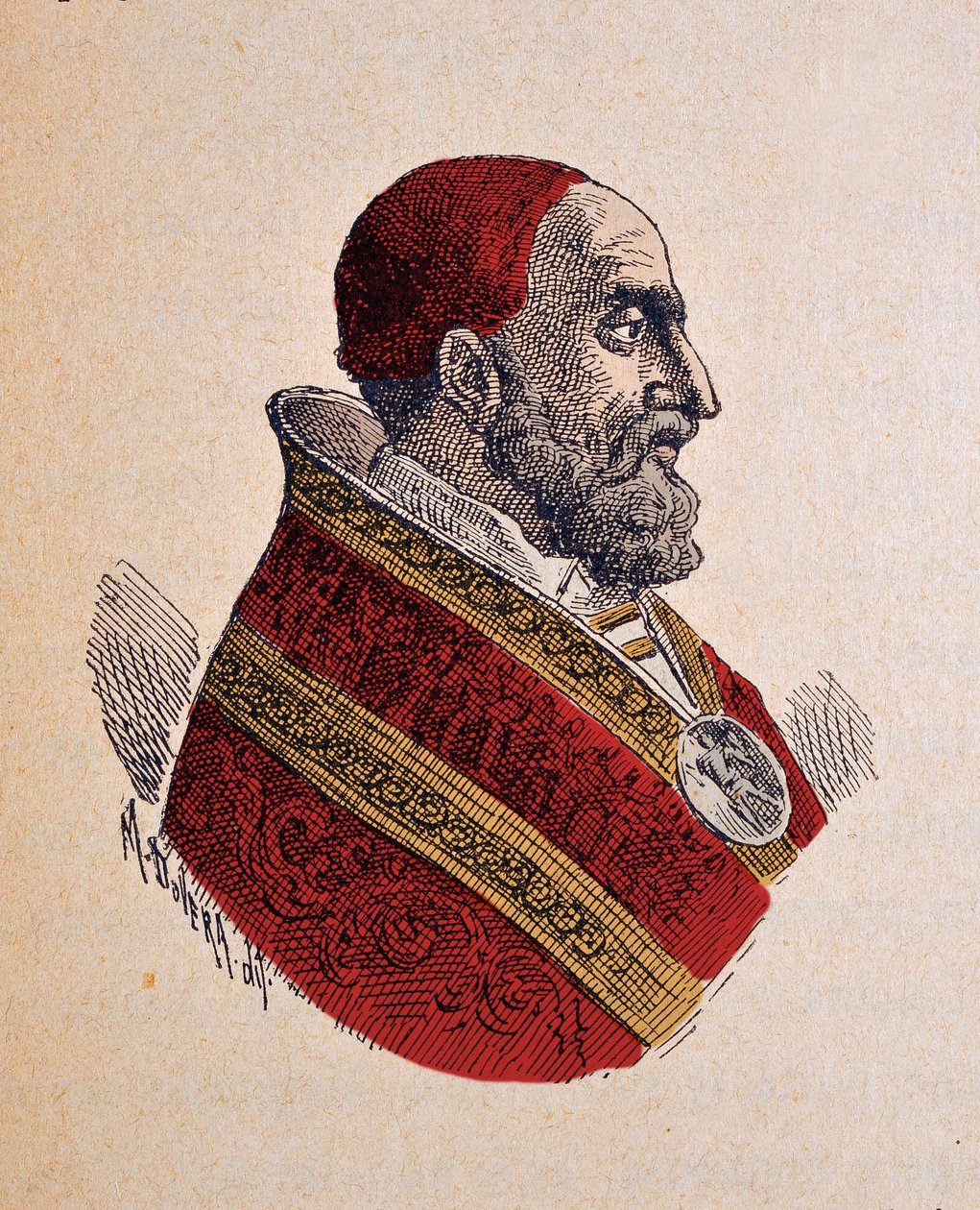 Ritratto del Papa Gregorio XIII, 1898 (incisione con colorazione successiva) da Italian School