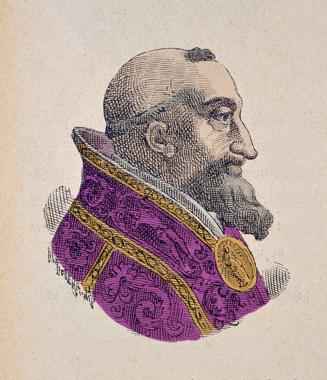Ritratto del Papa Gregorio XV (Gregorio, Gregorius o Gregory) (1621-1623), 1898 (incisione con colorazione successiva) da Italian School