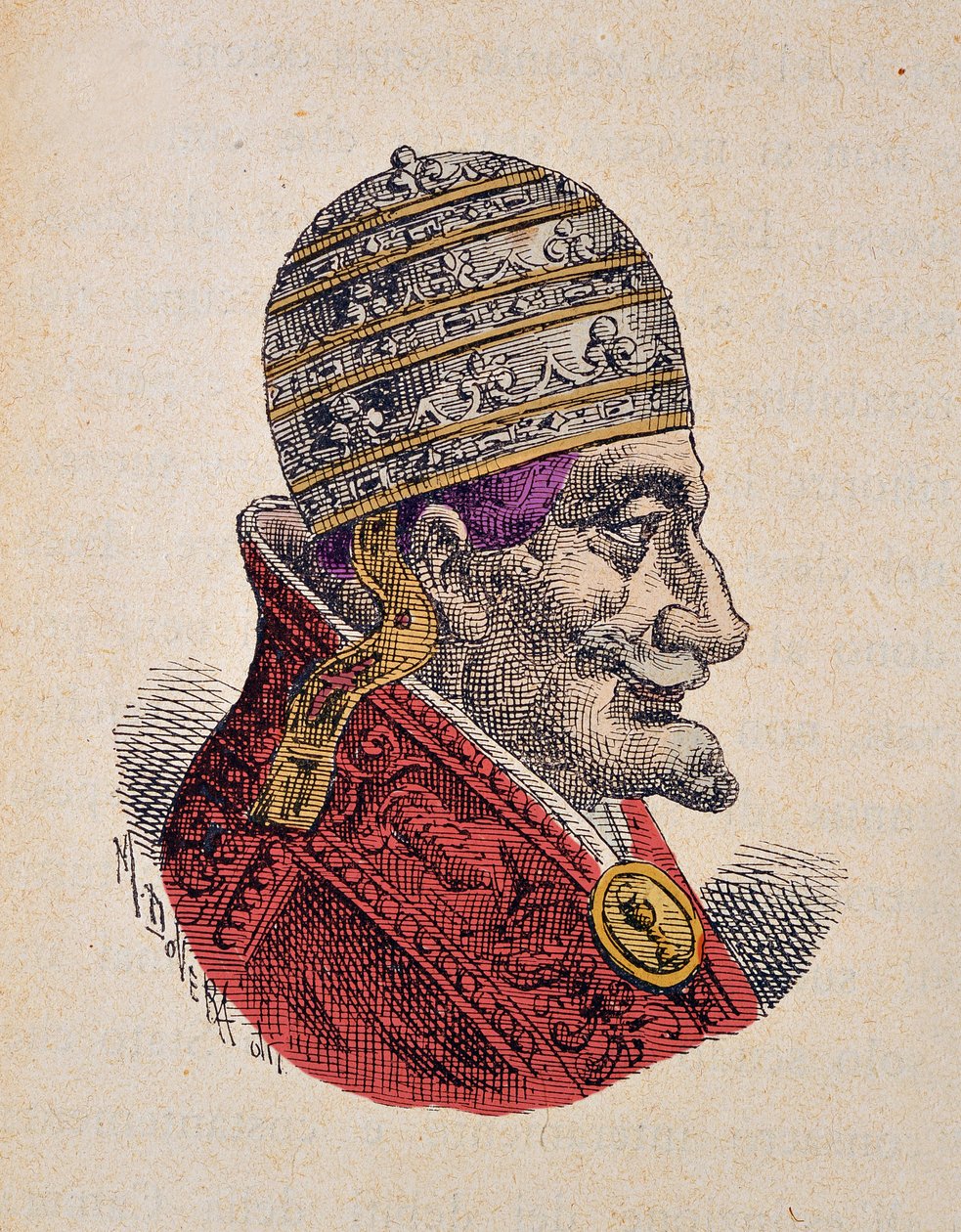 Ritratto di Papa Innocenzo XI (Innocenzo, Innocentius) (1676-1689), 1898 (incisione con colorazione successiva) da Italian School