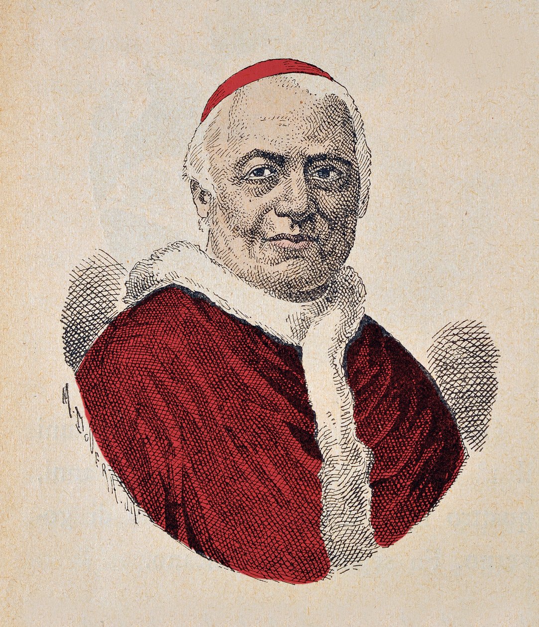 Ritratto di Papa Pio IX (1846-1878) (incisione con colorazione successiva) da Italian School