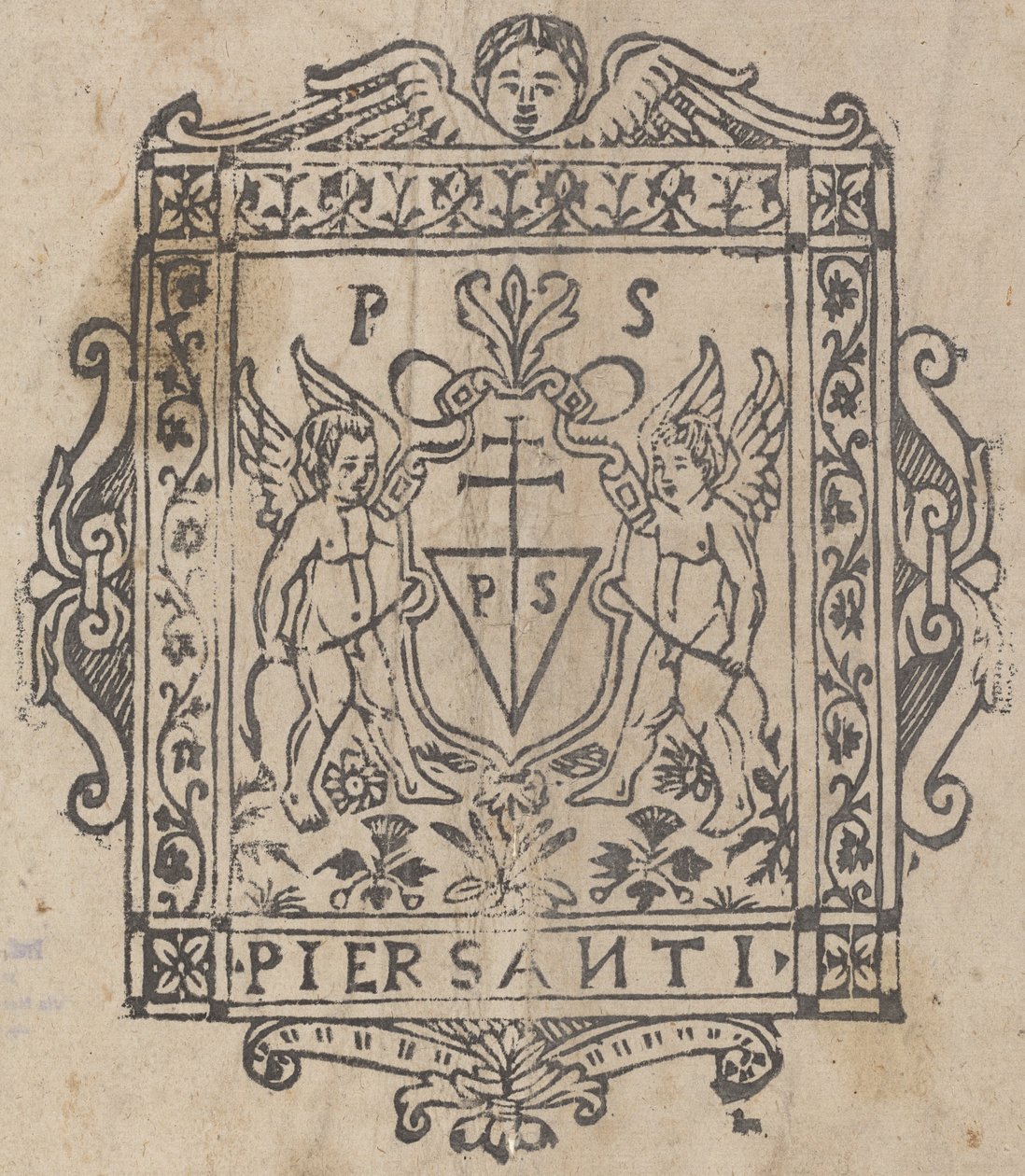 Due putti con scudo inciso Pier Santi da Italian 16th Century
