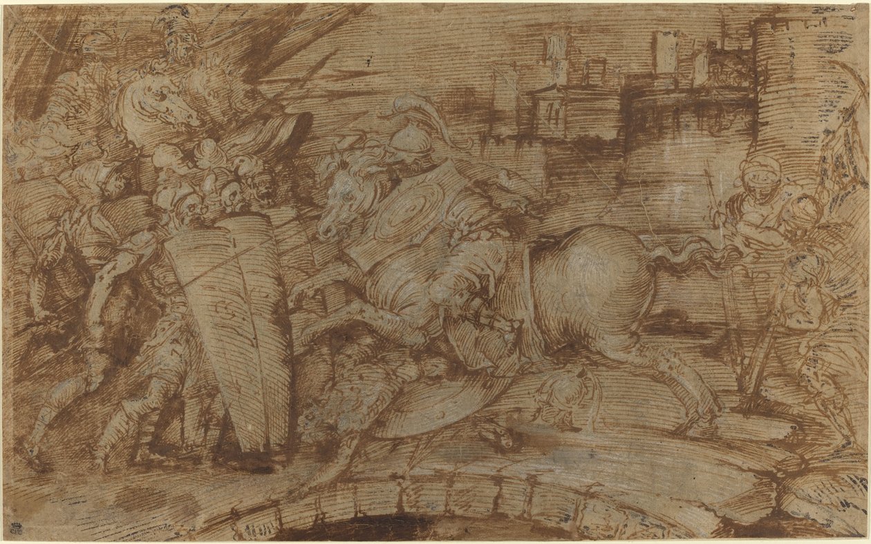 Orazio Coclite Difende Roma da Italian 16th Century or Master of the Victoria and Albert Diableries