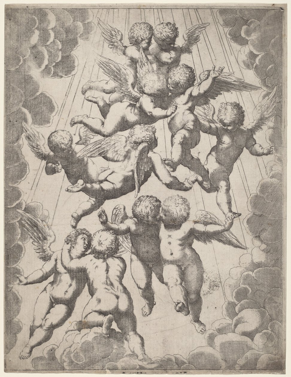 Un gruppo di angeli in gloria da Italian 17th Century, after Guido Reni, after Luca Cambiaso