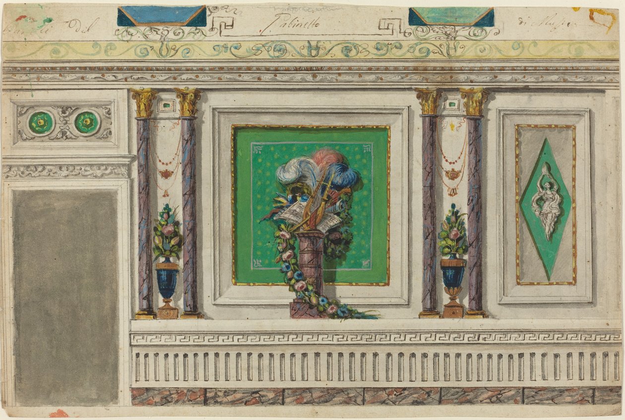 Progetto per una parete di una sala musicale (recto) da Italian 18th Century