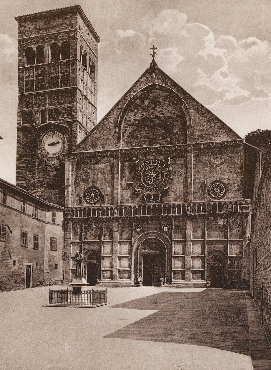 Assisi: Facciata del Duomo, S Rufino, sec XI (b/w photo) da Italian Photographer