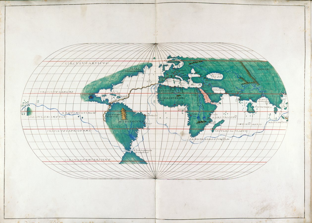 Add. 19927, ff.12v-13 Mappa del mondo, illustrazione dal 