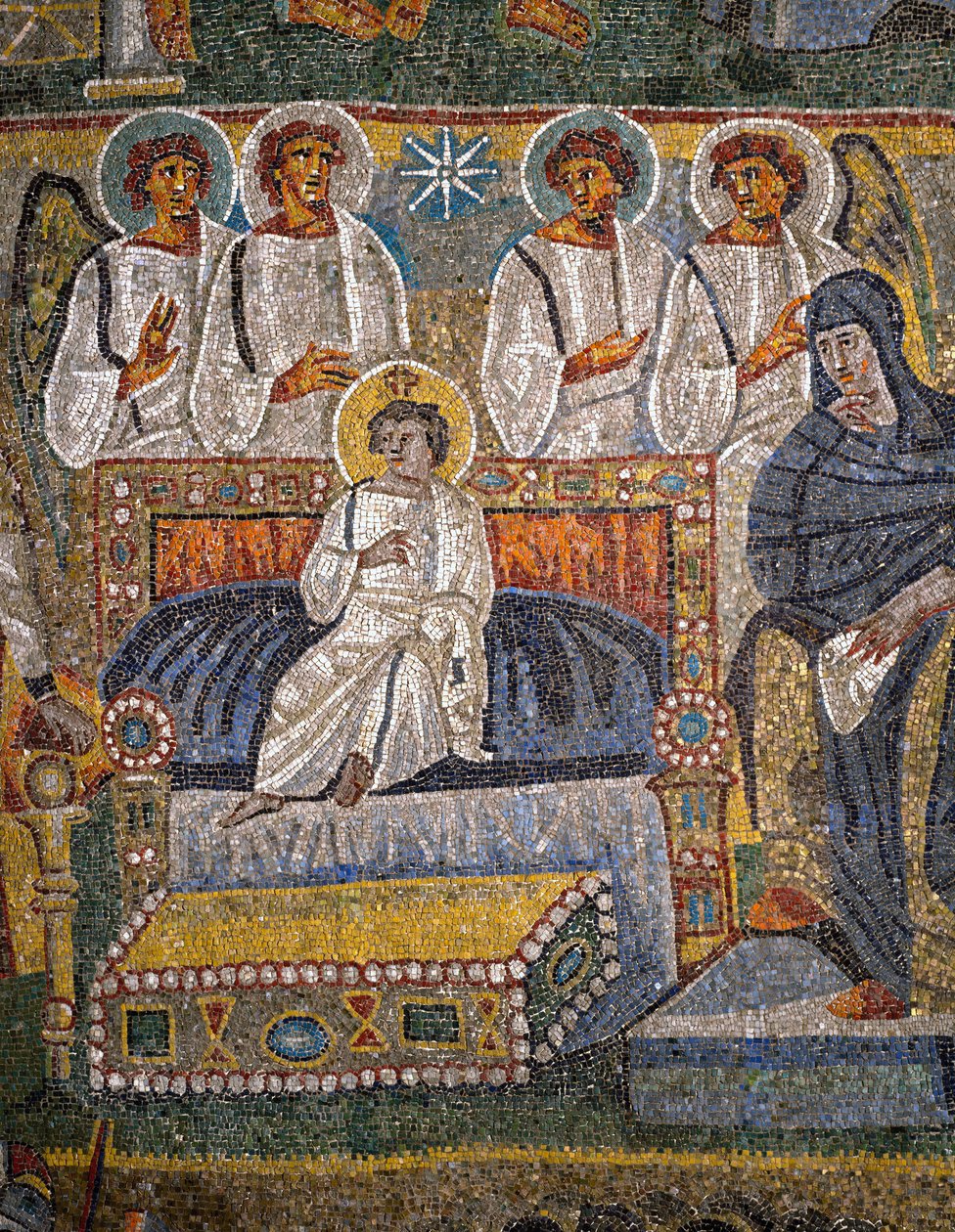 Adorazione dei Magi, (dettaglio) di Cristo circondato da angeli da Italian School