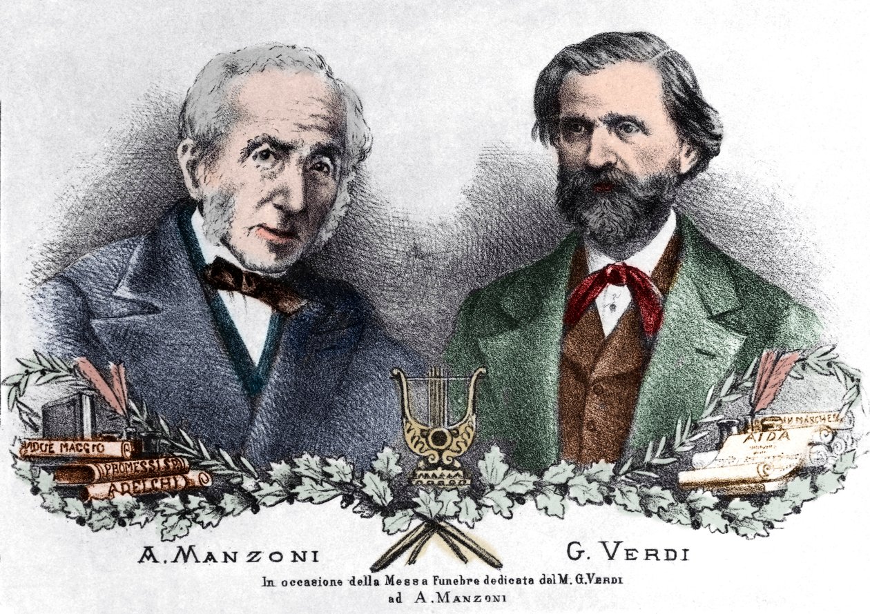 Alessandro Manzoni e Giuseppe Verdi in occasione della Messa da Requiem da Italian School