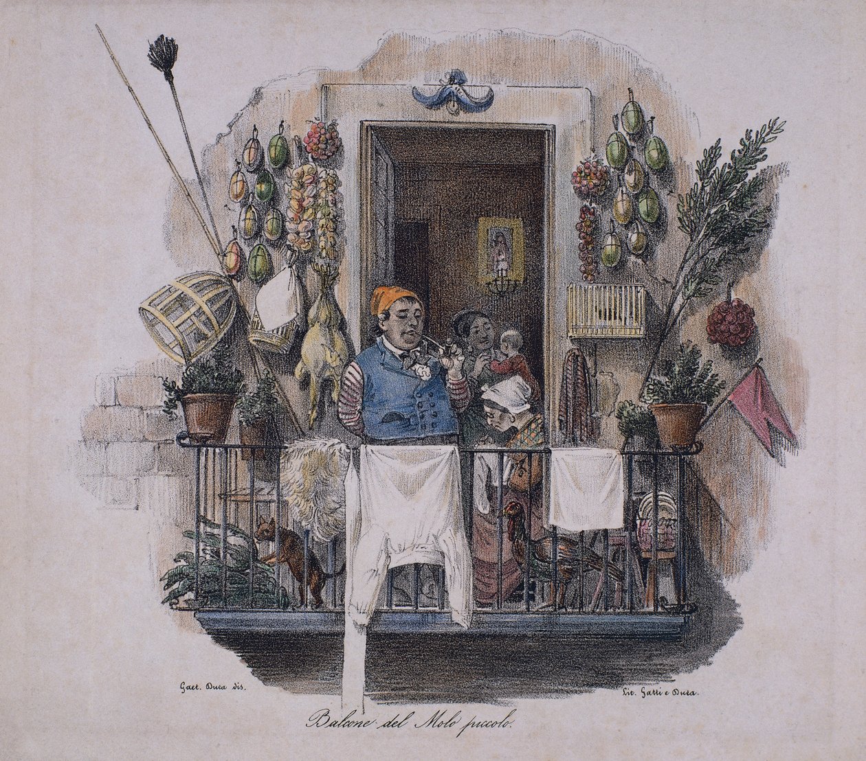 Balcone al Piccolo Molo a Napoli, Italia, XIX secolo da Italian School