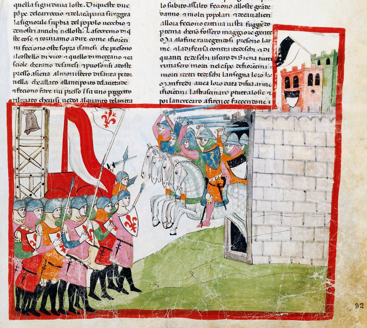 Battaglia di Montaperti, miniatura di Pacino di Buonaguida (ca 1280-prima del 1340) da Nuova Cronica, di Giovanni Villani, manoscritto Chigiano L VIII 296 da Italian School