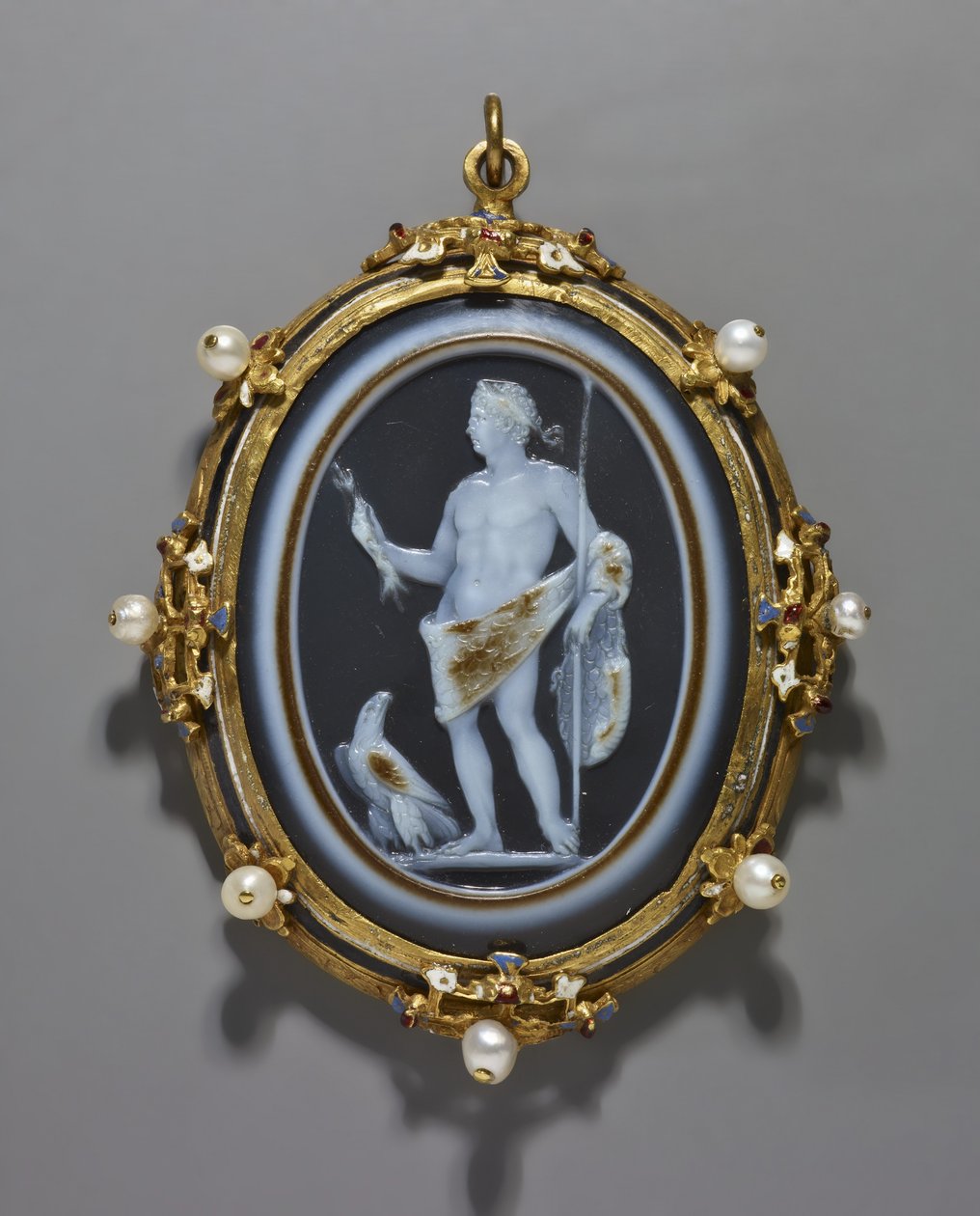 Cammeo che ritrae un imperatore romano come Giove, Cammeo: Romano, A.D. 41-54, Cornice: Italiana, fine XVI secolo da Italian School