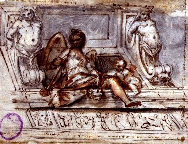 Design del Soffitto con la Musa della Musica, c.1700 da Italian School