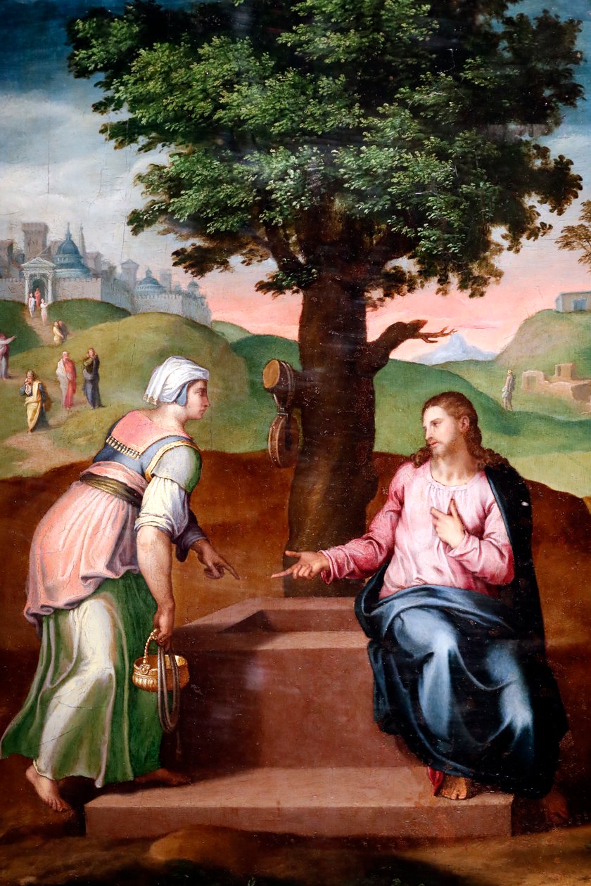 Cristo e la Samaritana al pozzo. Seconda metà del 16° secolo. Anonimo. Genova. Italia. da Italian School