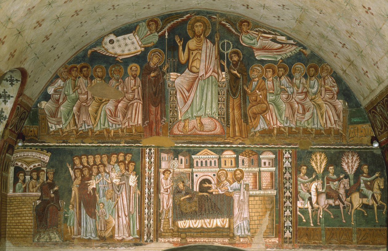 Cristo in trono tra la Vergine, Giovanni Battista, gli Apostoli e due Angeli da Italian School